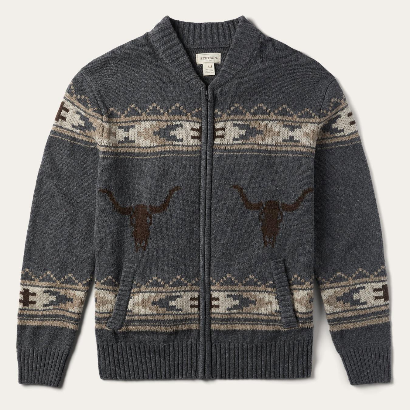 Men Jackets | Stetson Longhorn Cardigan Grey