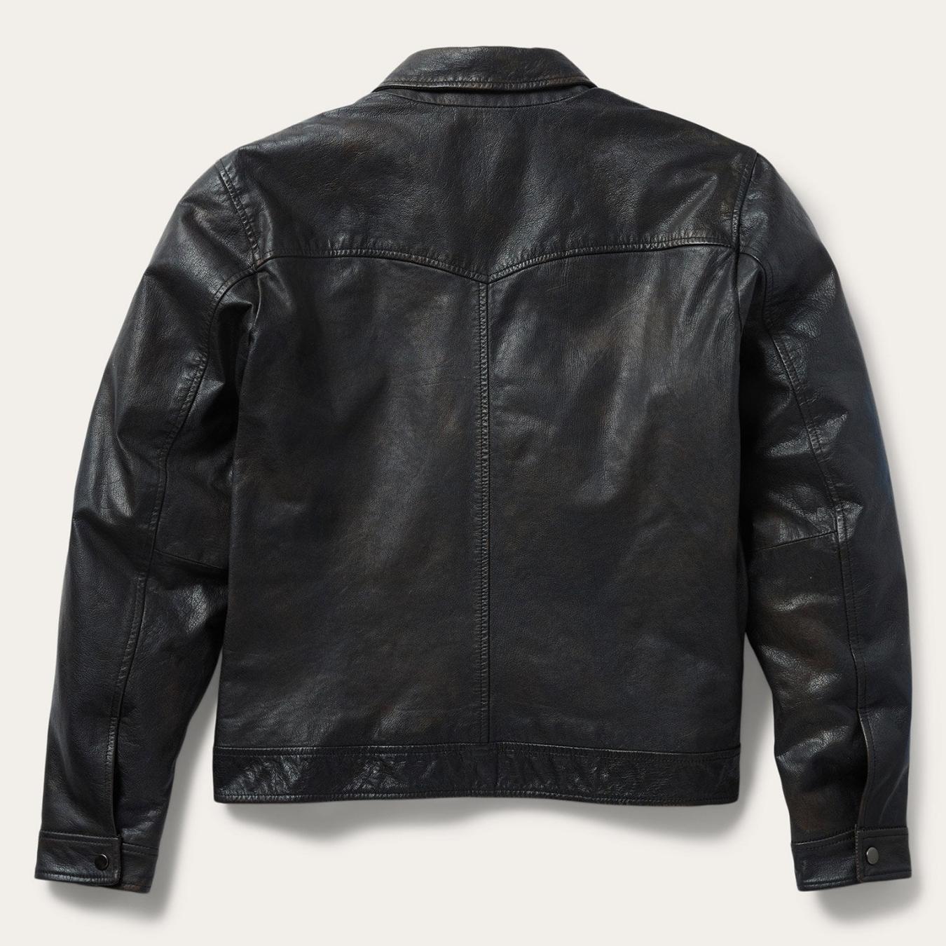Men Jackets | Stetson Snap Front Leather Jacket Brown