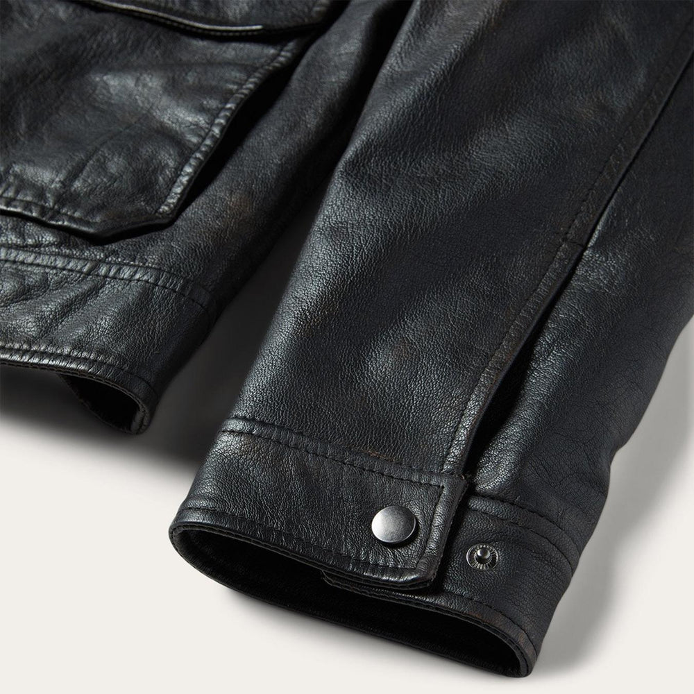 Men Jackets | Stetson Snap Front Leather Jacket Brown