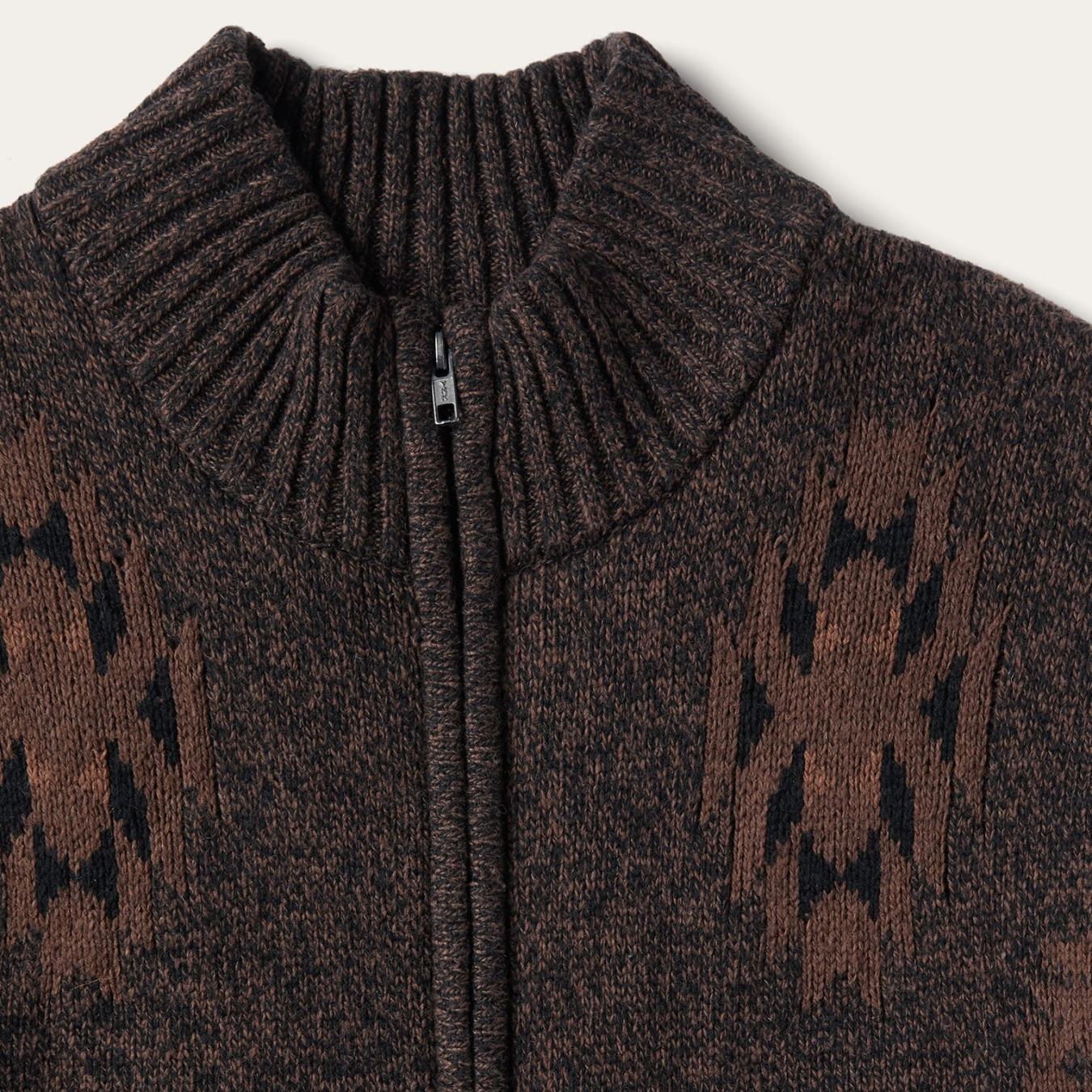 Men Jackets | Stetson Vertical Aztec Cardigan Brown