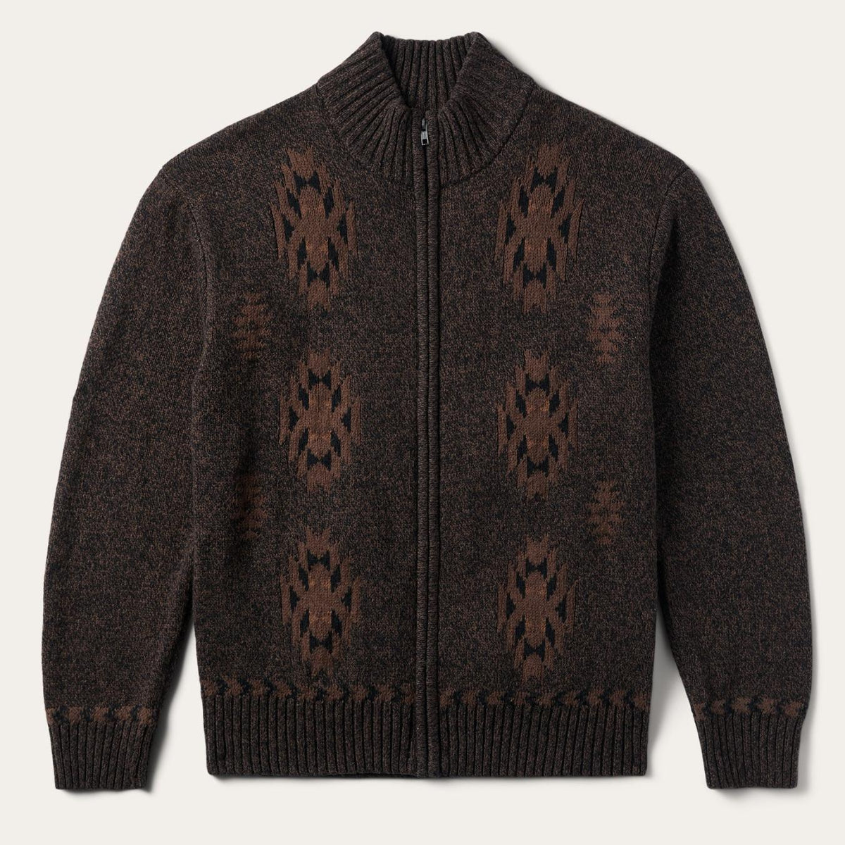 Men Jackets | Stetson Vertical Aztec Cardigan Brown