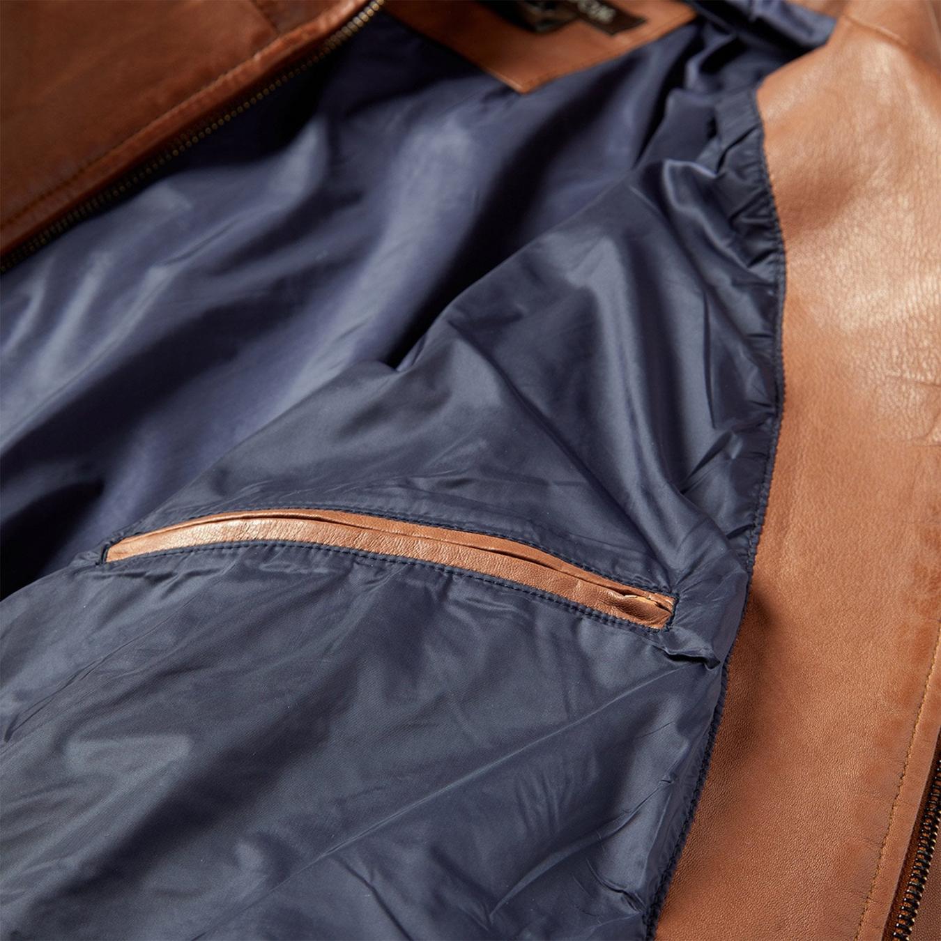 Men Jackets | Stetson Zip-Front Lightweight Leather Jacket Brown