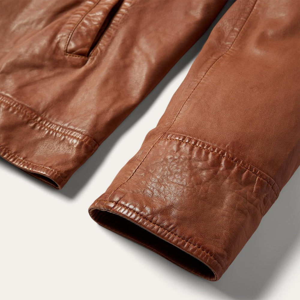 Men Jackets | Stetson Zip-Front Lightweight Leather Jacket Brown