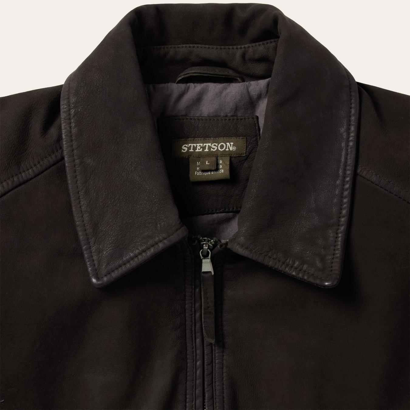 Men Jackets | Stetson Zip Front Suede Leather Jacket Brown