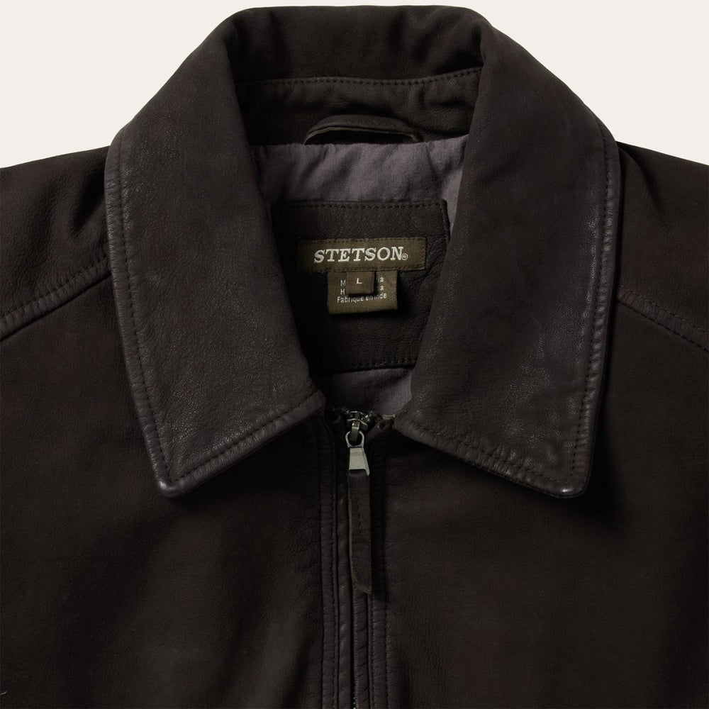 Men Jackets | Stetson Zip Front Suede Leather Jacket Brown