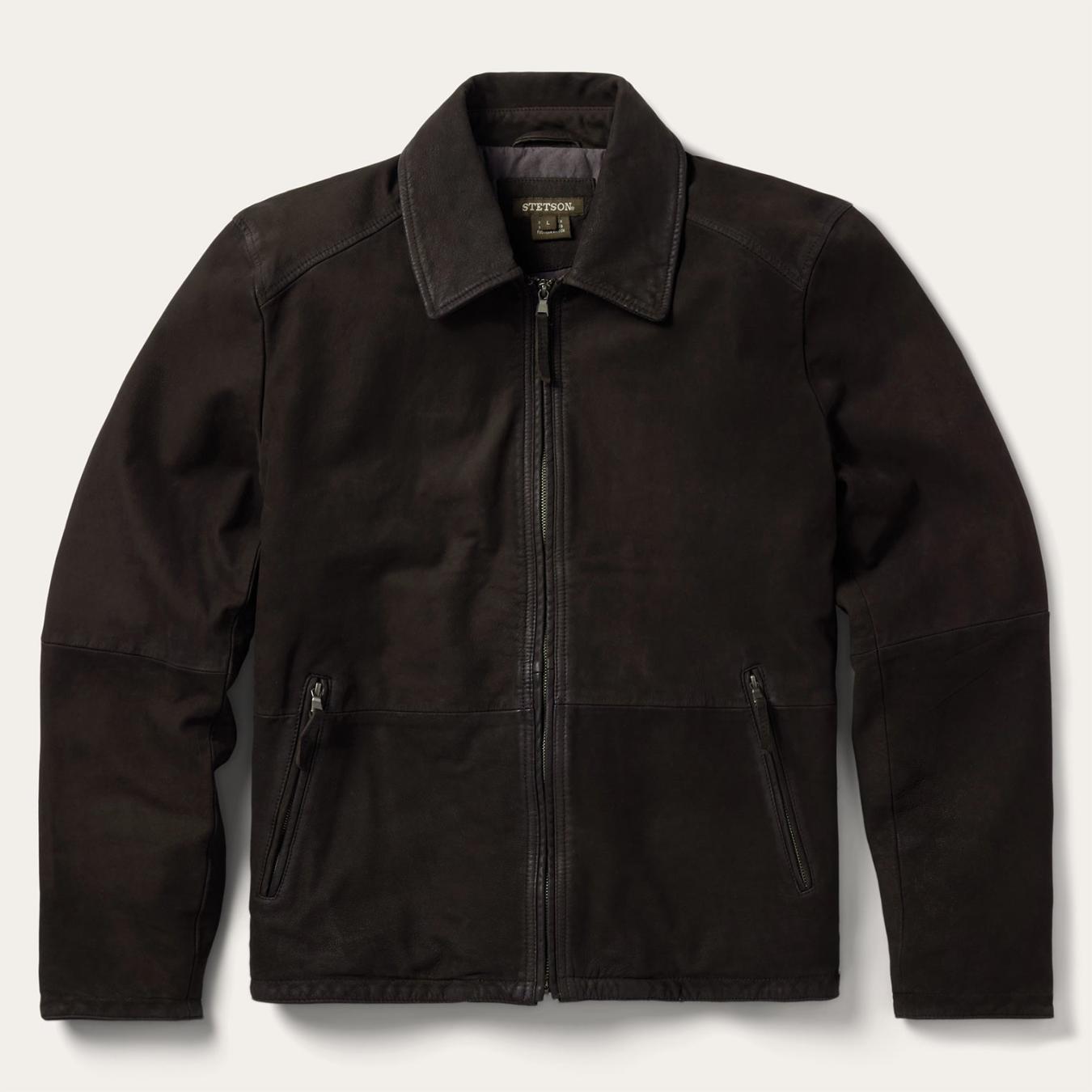 Men Jackets | Stetson Zip Front Suede Leather Jacket Brown