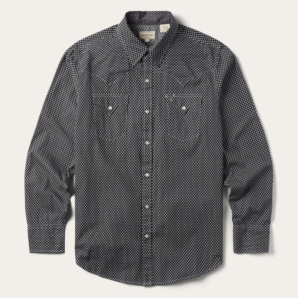 Men Modern Cut | Stetson Black Diamond Shirt Black