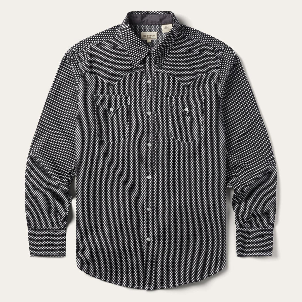 Men Modern Cut | Stetson Black Diamond Shirt Black