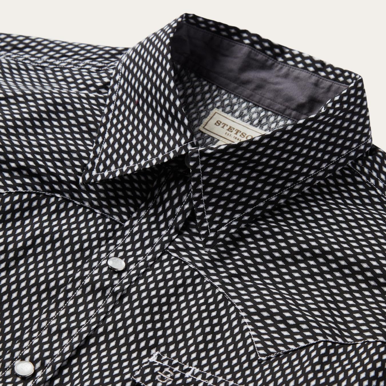 Men Modern Cut | Stetson Black Diamond Shirt Black