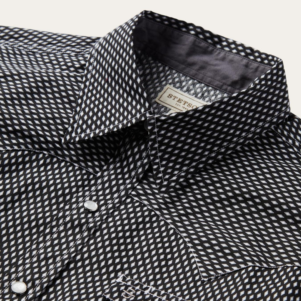 Men Modern Cut | Stetson Black Diamond Shirt Black