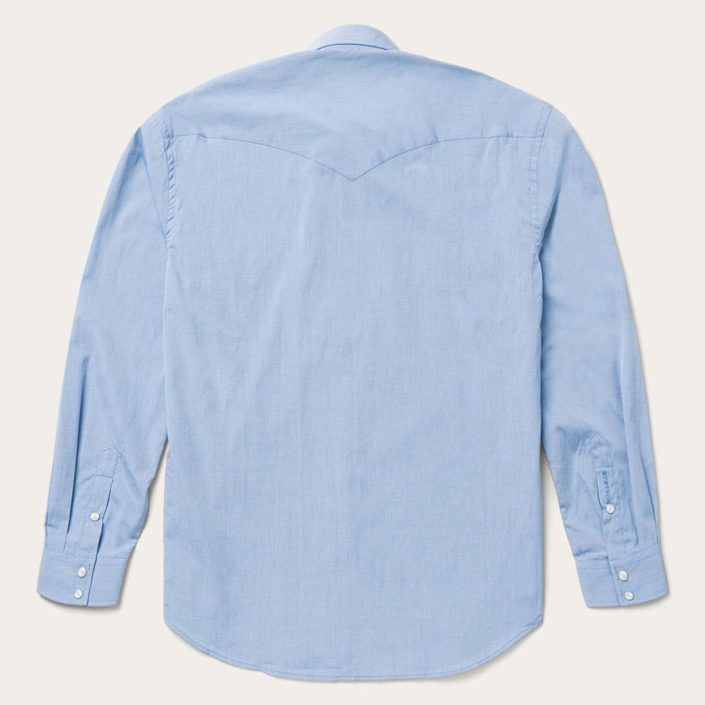 Men Modern Cut | Stetson Blue End On End Solid Shirt Blue