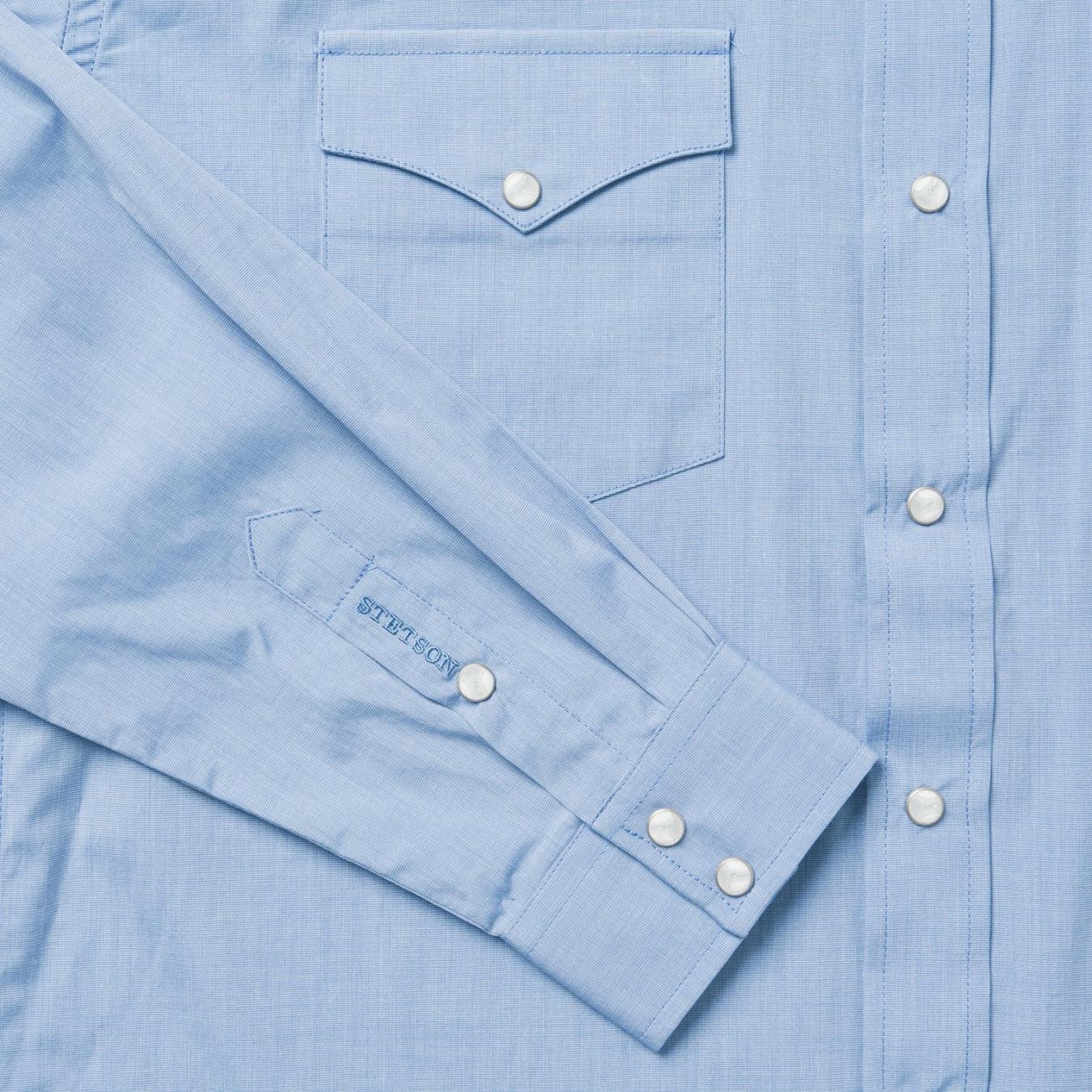 Men Modern Cut | Stetson Blue End On End Solid Shirt Blue