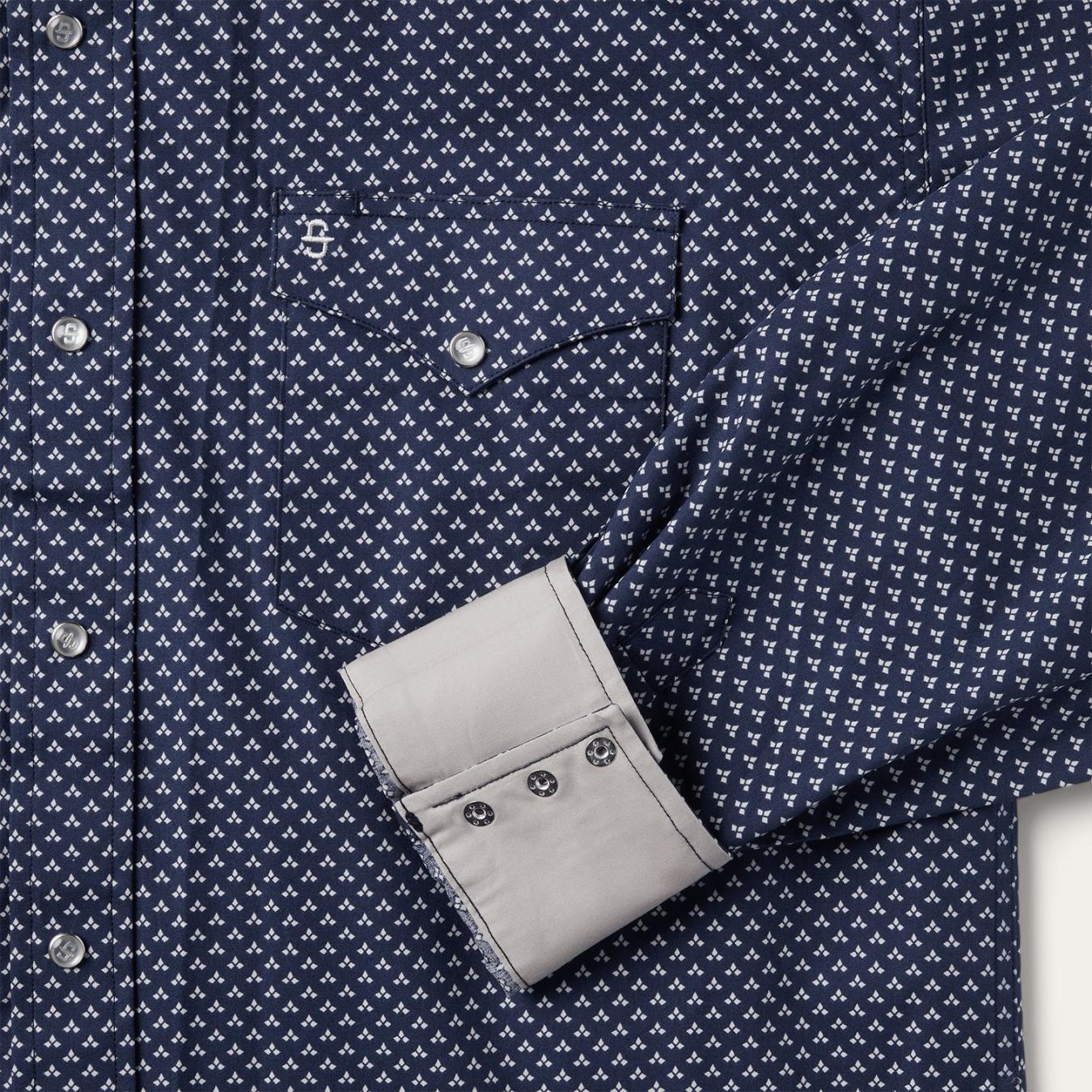 Men Modern Cut | Stetson Blue Polaris Geo Print Western Shirt Blue