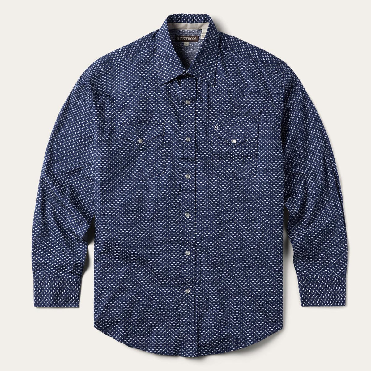 Men Modern Cut | Stetson Blue Polaris Geo Print Western Shirt Blue