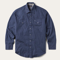 Men Modern Cut | Stetson Blue Polaris Geo Print Western Shirt Blue