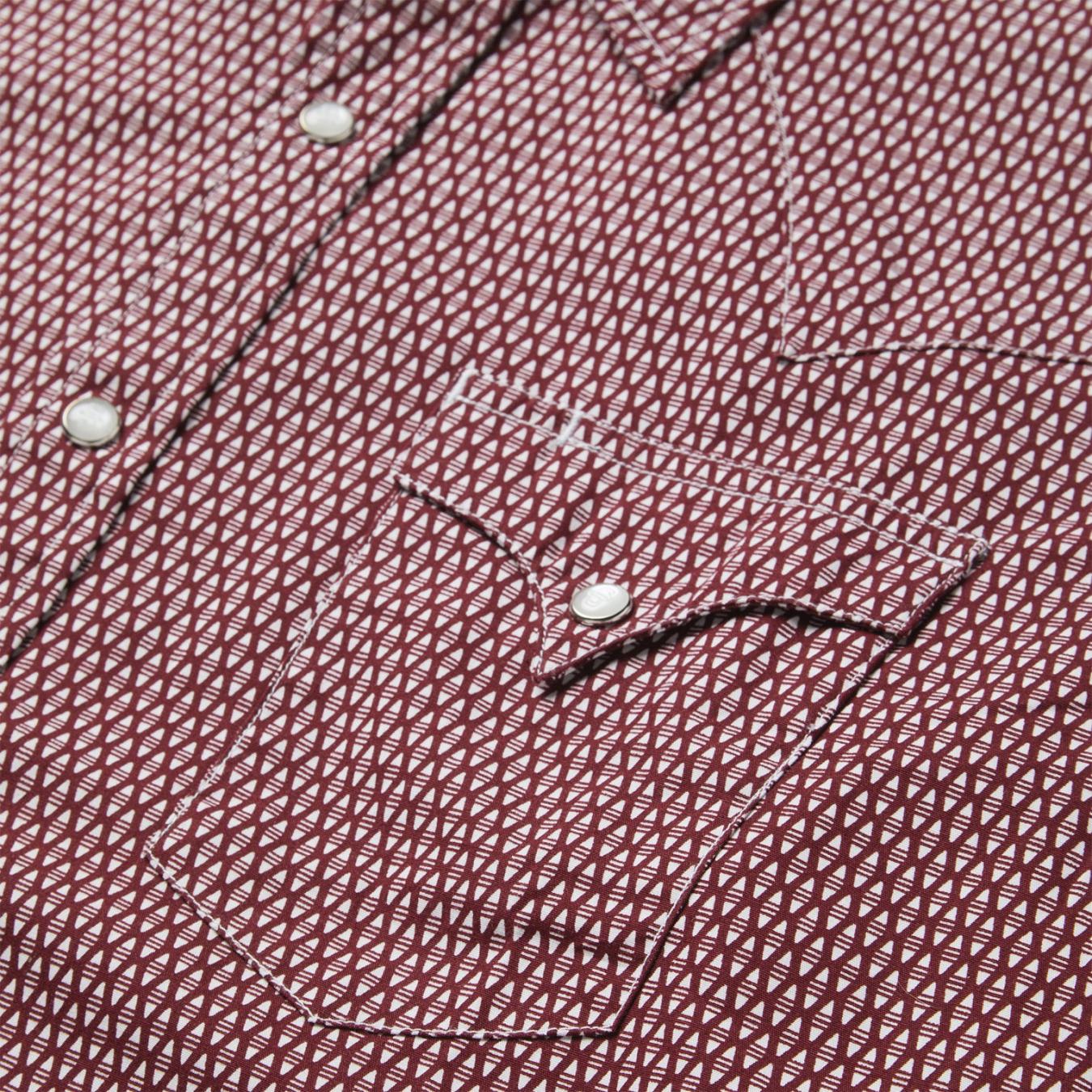 Men Modern Cut | Stetson Broken Diamond Print Western Shirt Red