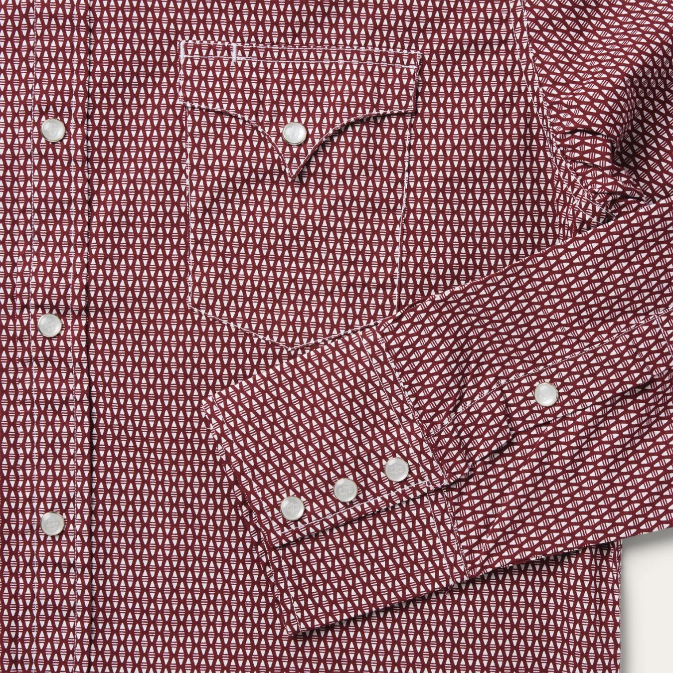 Men Modern Cut | Stetson Broken Diamond Print Western Shirt Red