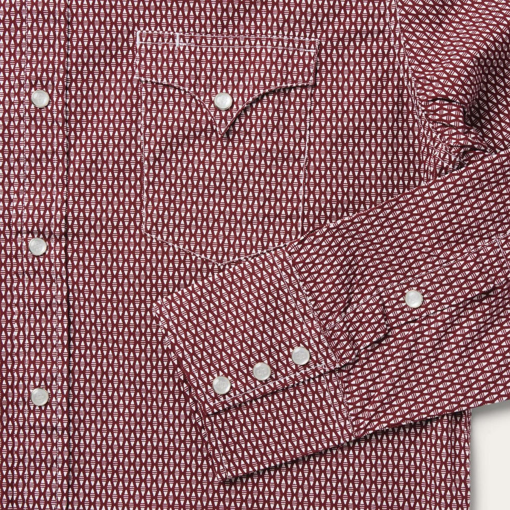 Men Modern Cut | Stetson Broken Diamond Print Western Shirt Red