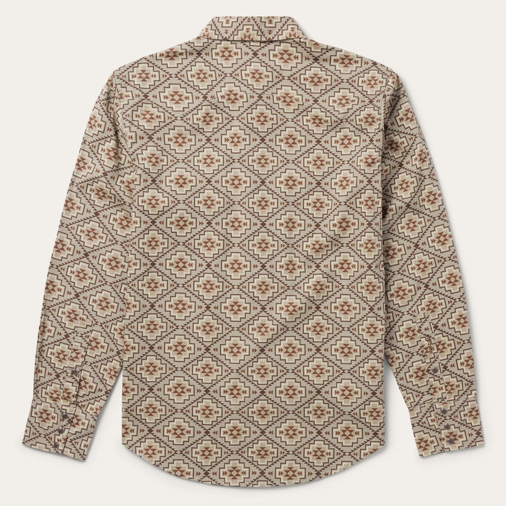 Men Modern Cut | Stetson Brown Aztec Poplin Western Shirt Brown