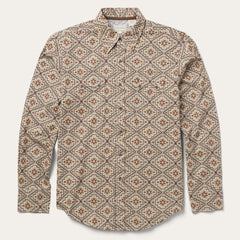 Men Modern Cut | Stetson Brown Aztec Poplin Western Shirt Brown