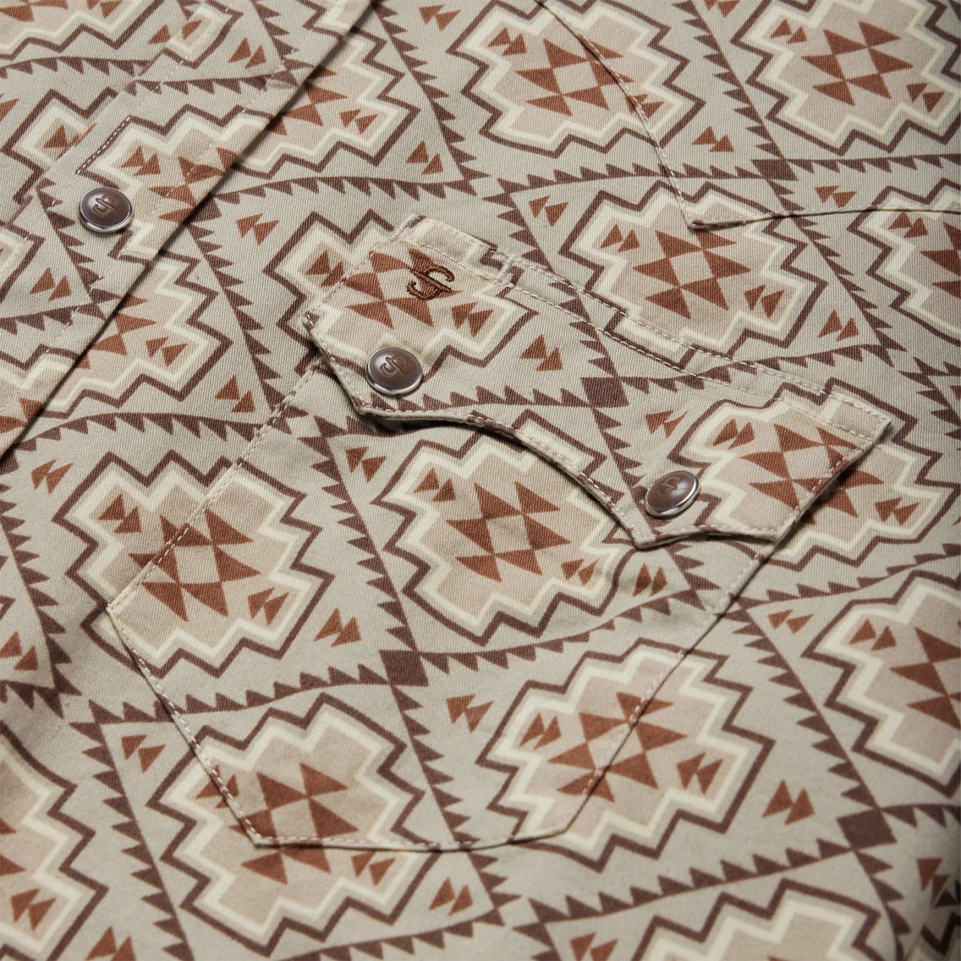 Men Modern Cut | Stetson Brown Aztec Poplin Western Shirt Brown