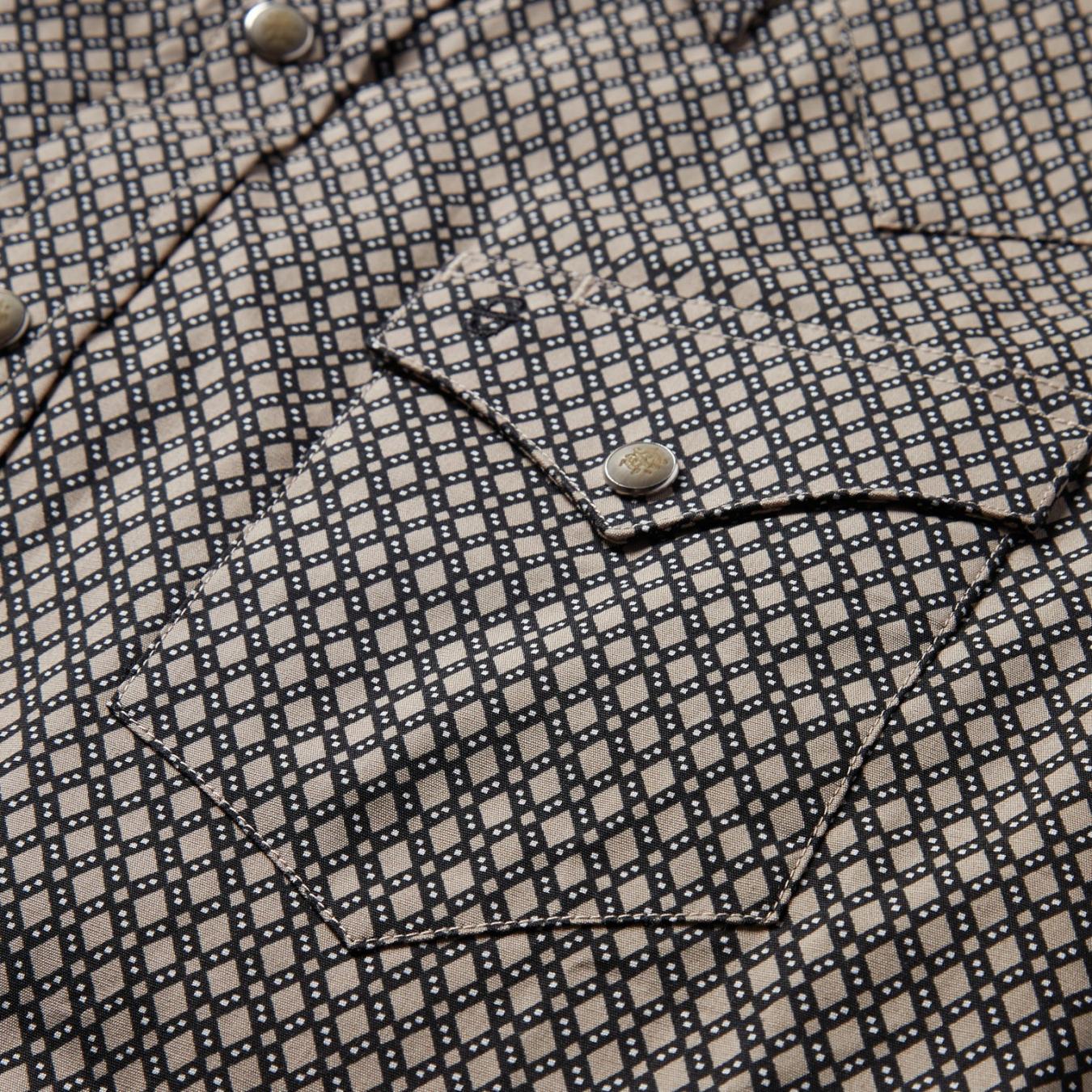 Men Modern Cut | Stetson Brown Diamond Print Western Shirt Brown