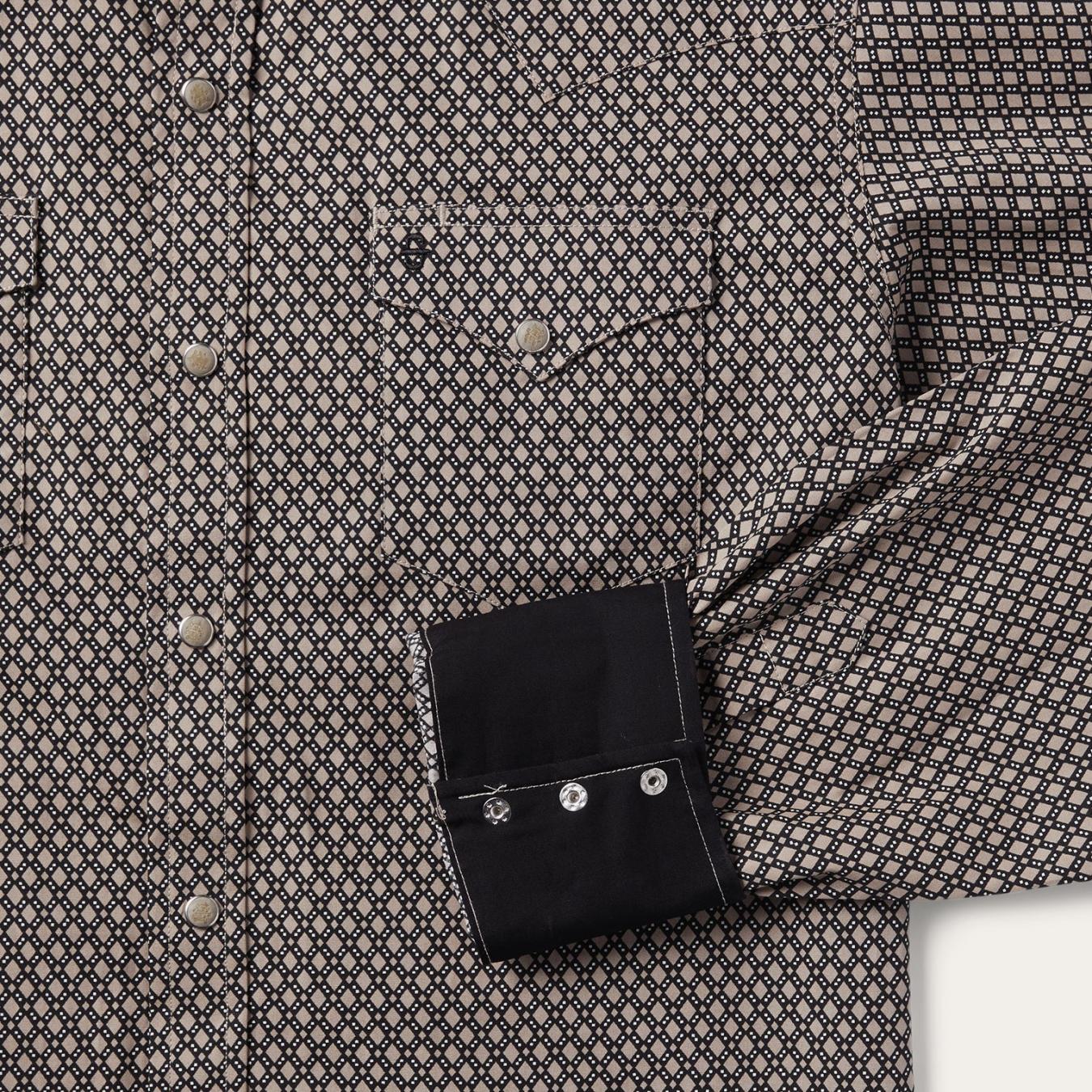 Men Modern Cut | Stetson Brown Diamond Print Western Shirt Brown