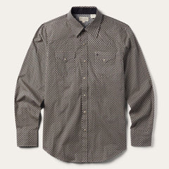 Men Modern Cut | Stetson Brown Diamond Print Western Shirt Brown