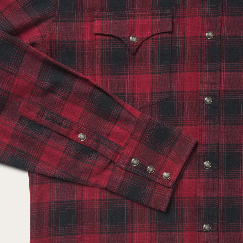 Men Modern Cut | Stetson Brushed Twill Plaid Shirt Black