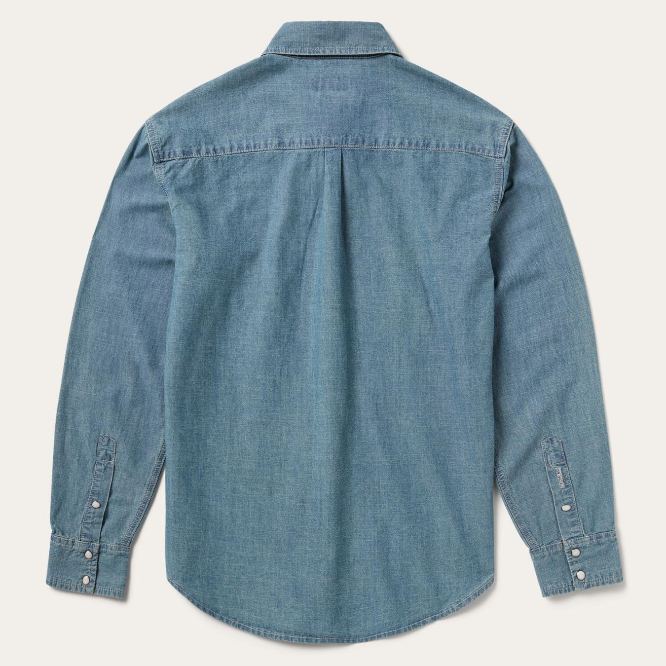 Men Modern Cut | Stetson Chambray Denim Shirt Blue