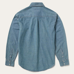 Men Modern Cut | Stetson Chambray Denim Shirt Blue