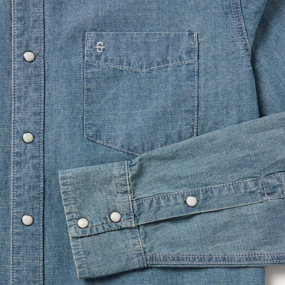 Men Modern Cut | Stetson Chambray Denim Shirt Blue