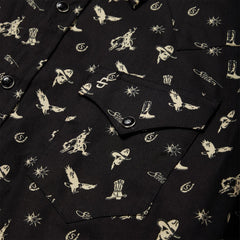 Men Modern Cut | Stetson Conversation Print Western Shirt Black