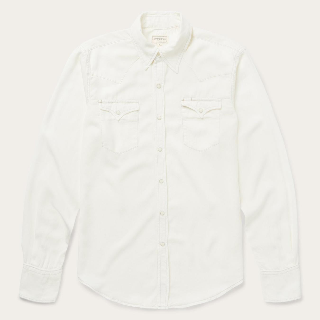 Men Modern Cut | Stetson Cream Twill Shirt White