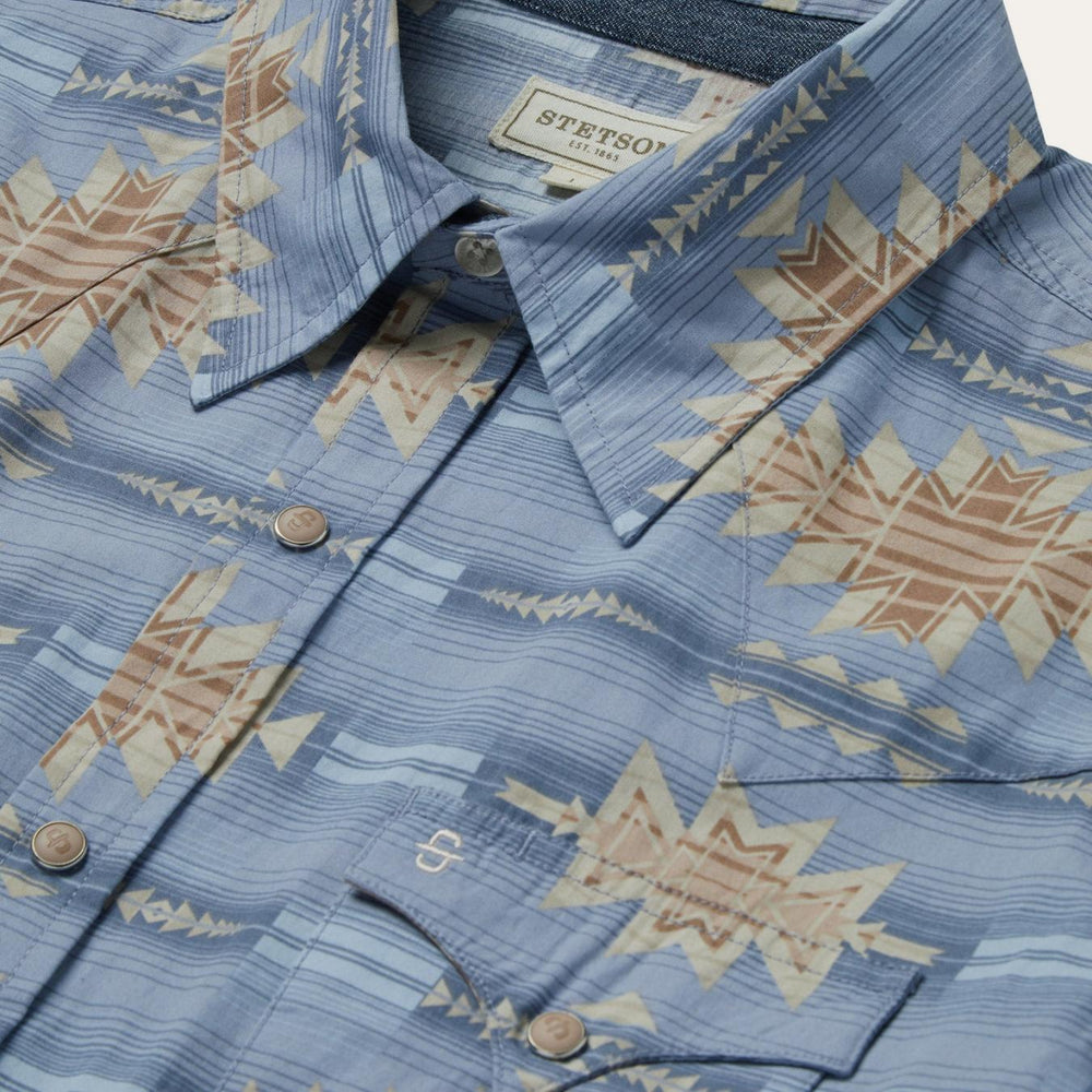 Men Modern Cut | Stetson Desert Horizon Shirt Blue