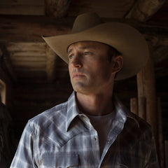 Men Modern Cut | Stetson Dobby Twill Plaid Shirt Brown