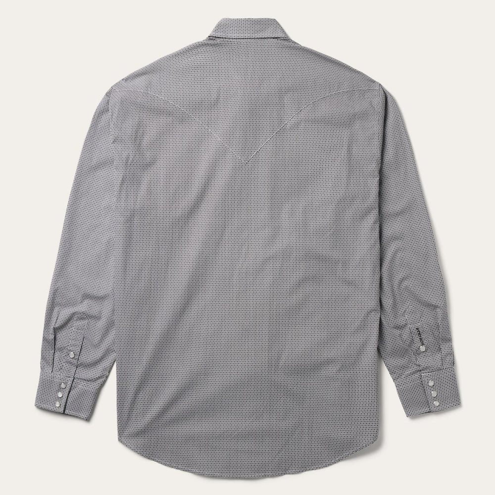 Men Modern Cut | Stetson Grey Geo Print Western Shirt Grey