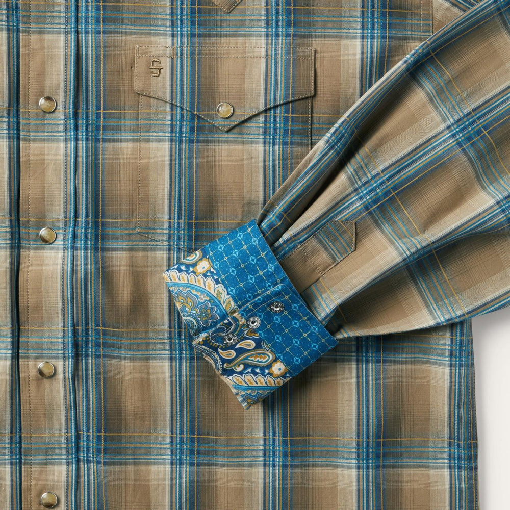 Men Modern Cut | Stetson Khaki Ombre Plaid Shirt Brown