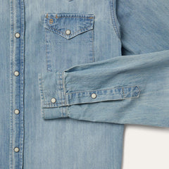 Men Modern Cut | Stetson Long-Sleeved Denim Shirt Blue