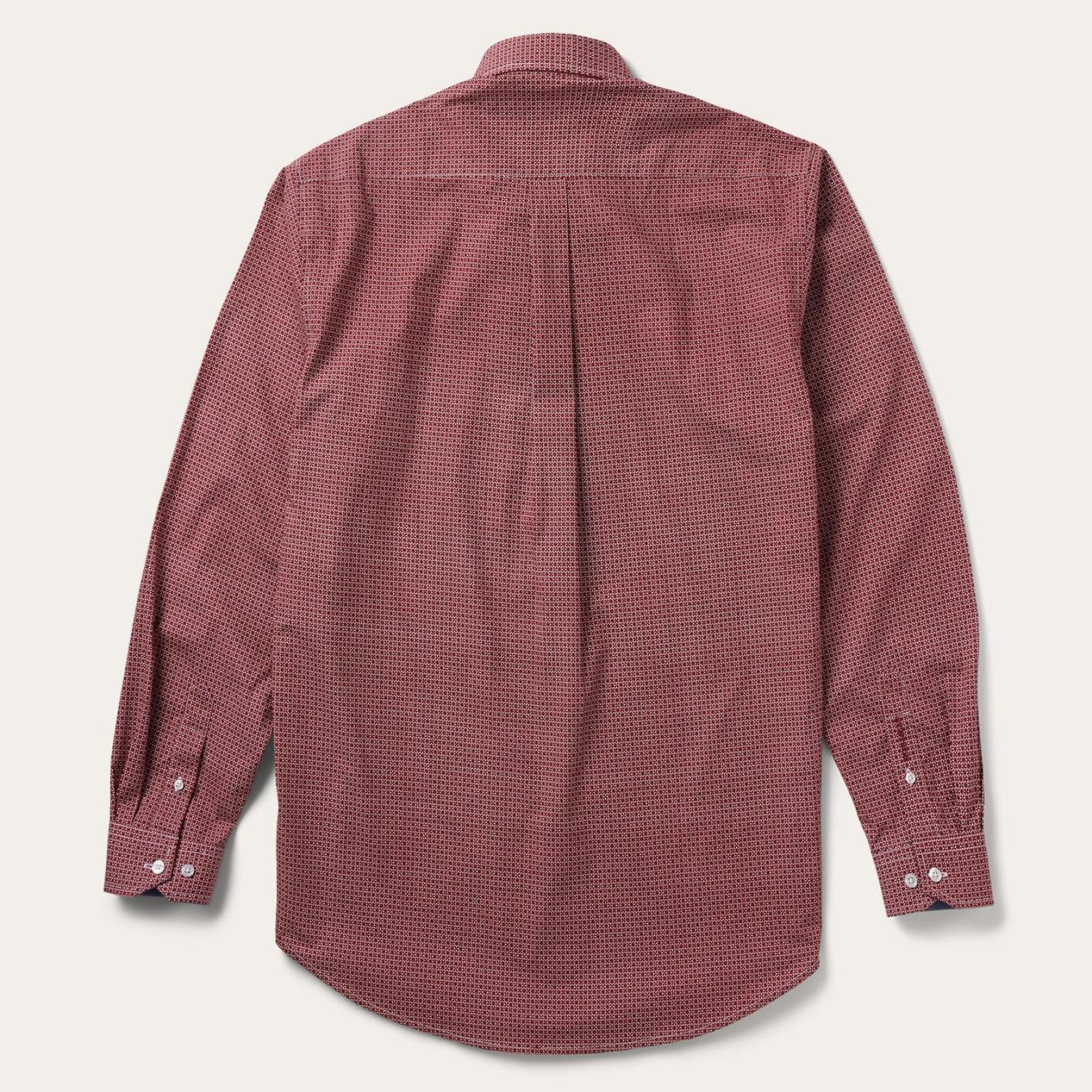 Men Modern Cut | Stetson Micro Print Button-Front Shirt Red