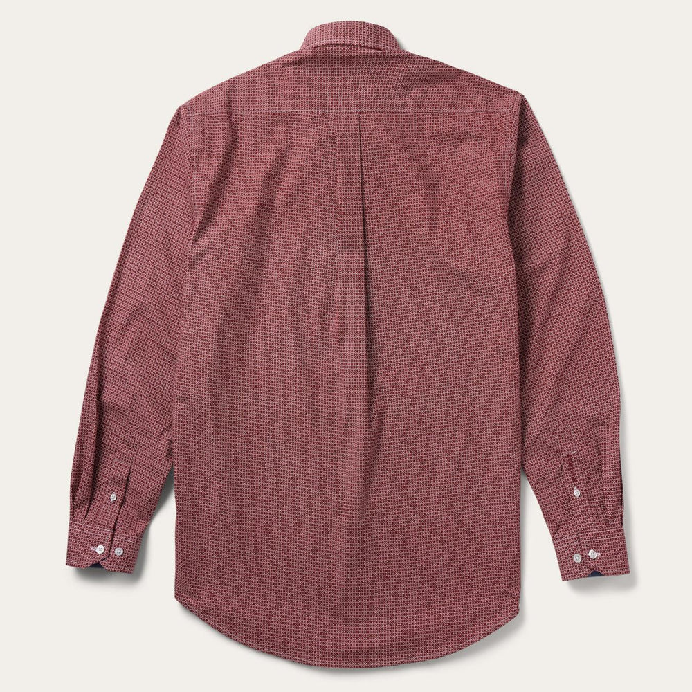 Men Modern Cut | Stetson Micro Print Button-Front Shirt Red