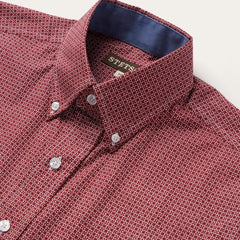 Men Modern Cut | Stetson Micro Print Button-Front Shirt Red