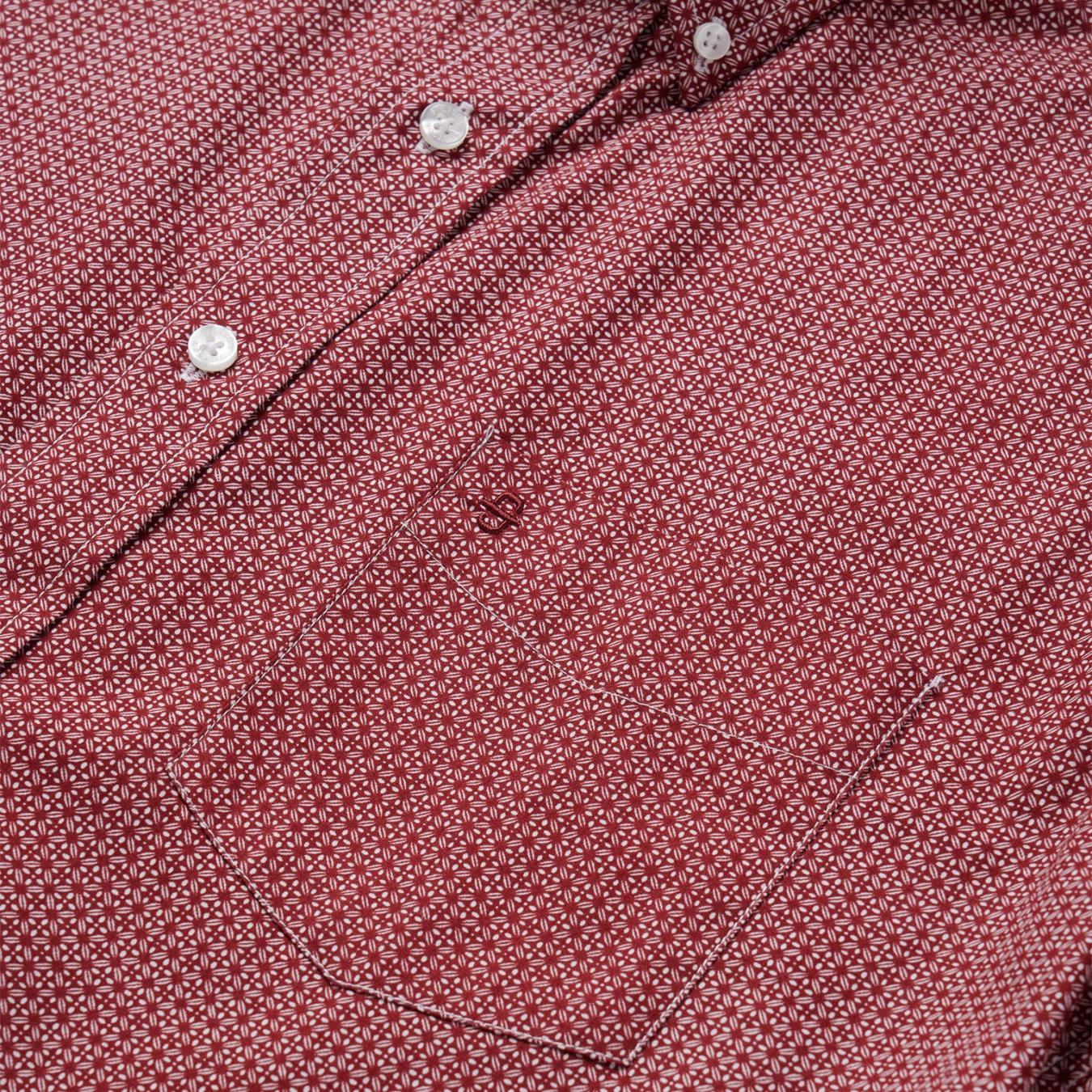 Men Modern Cut | Stetson Micro Print Button-Front Shirt Red