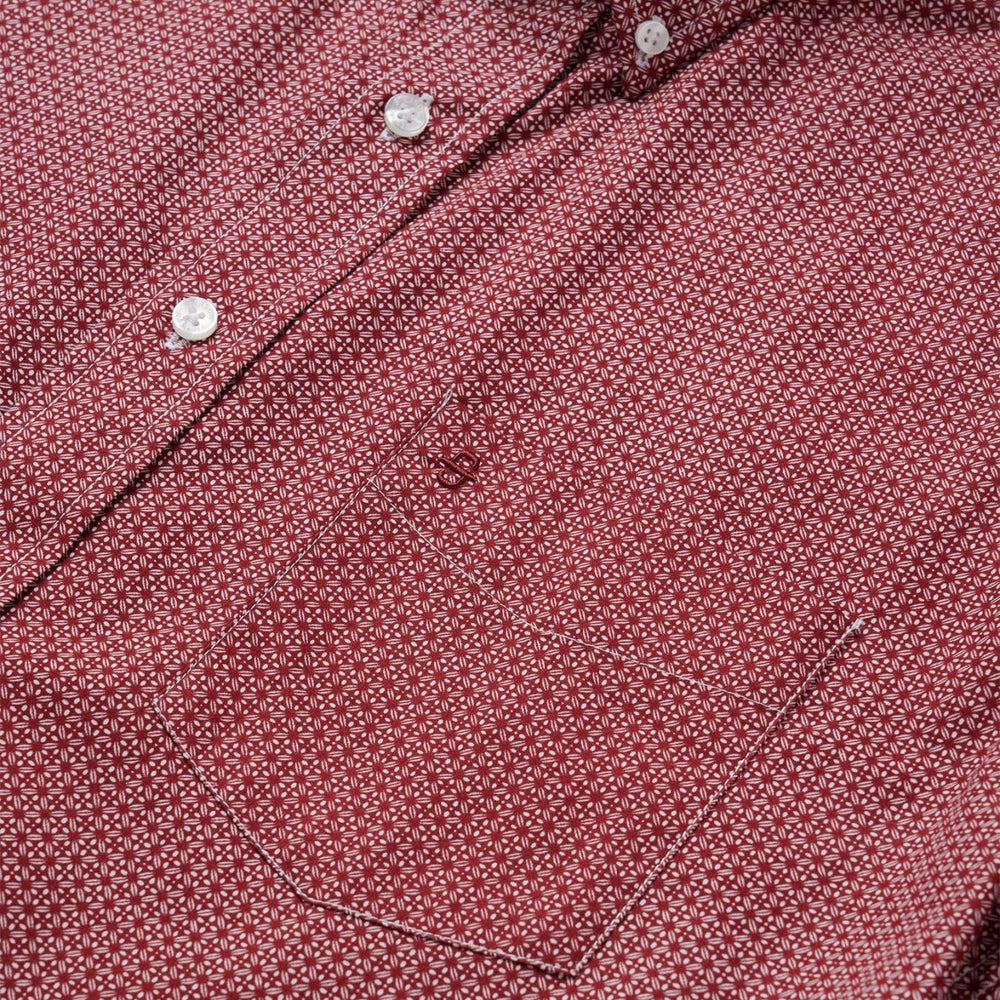 Men Modern Cut | Stetson Micro Print Button-Front Shirt Red