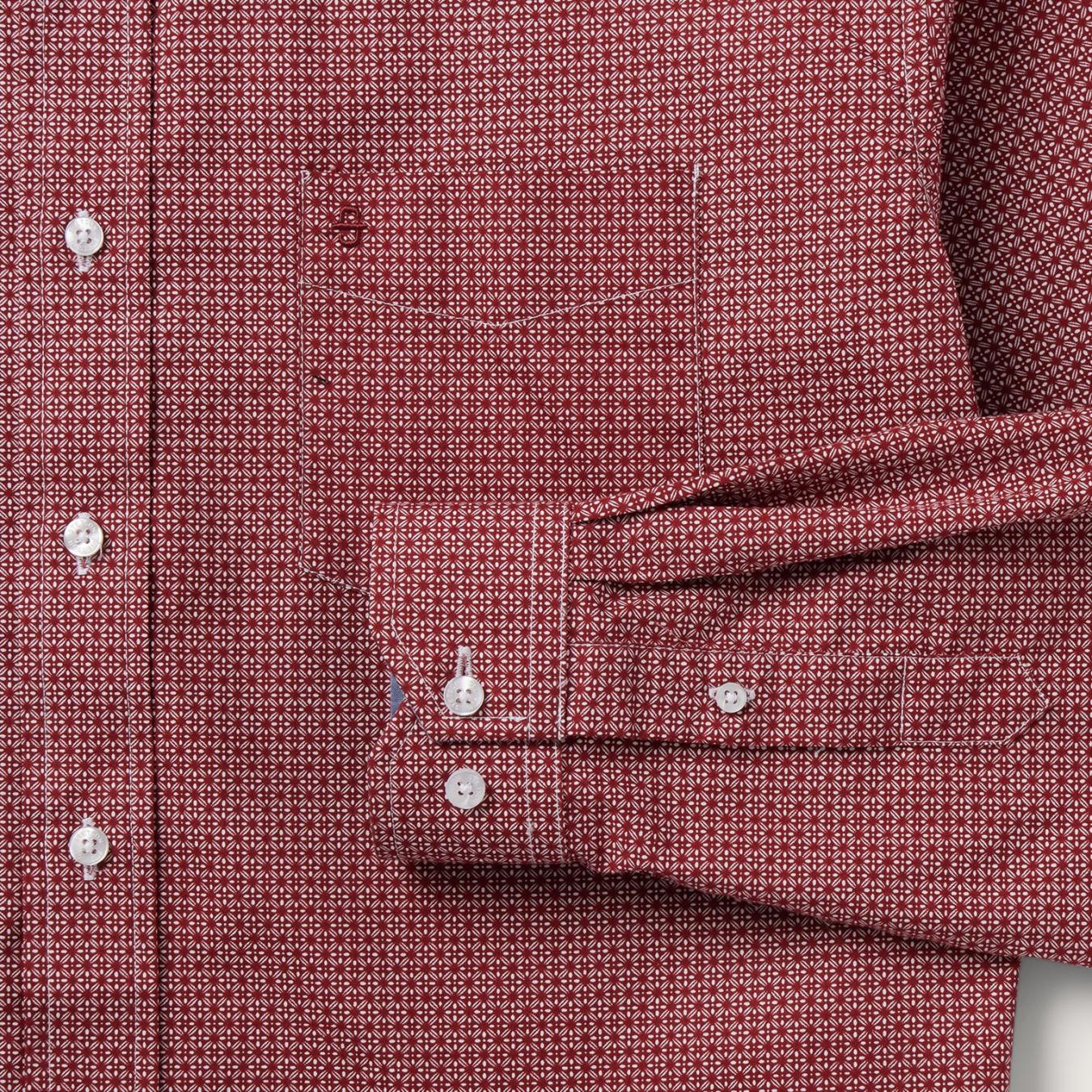 Men Modern Cut | Stetson Micro Print Button-Front Shirt Red