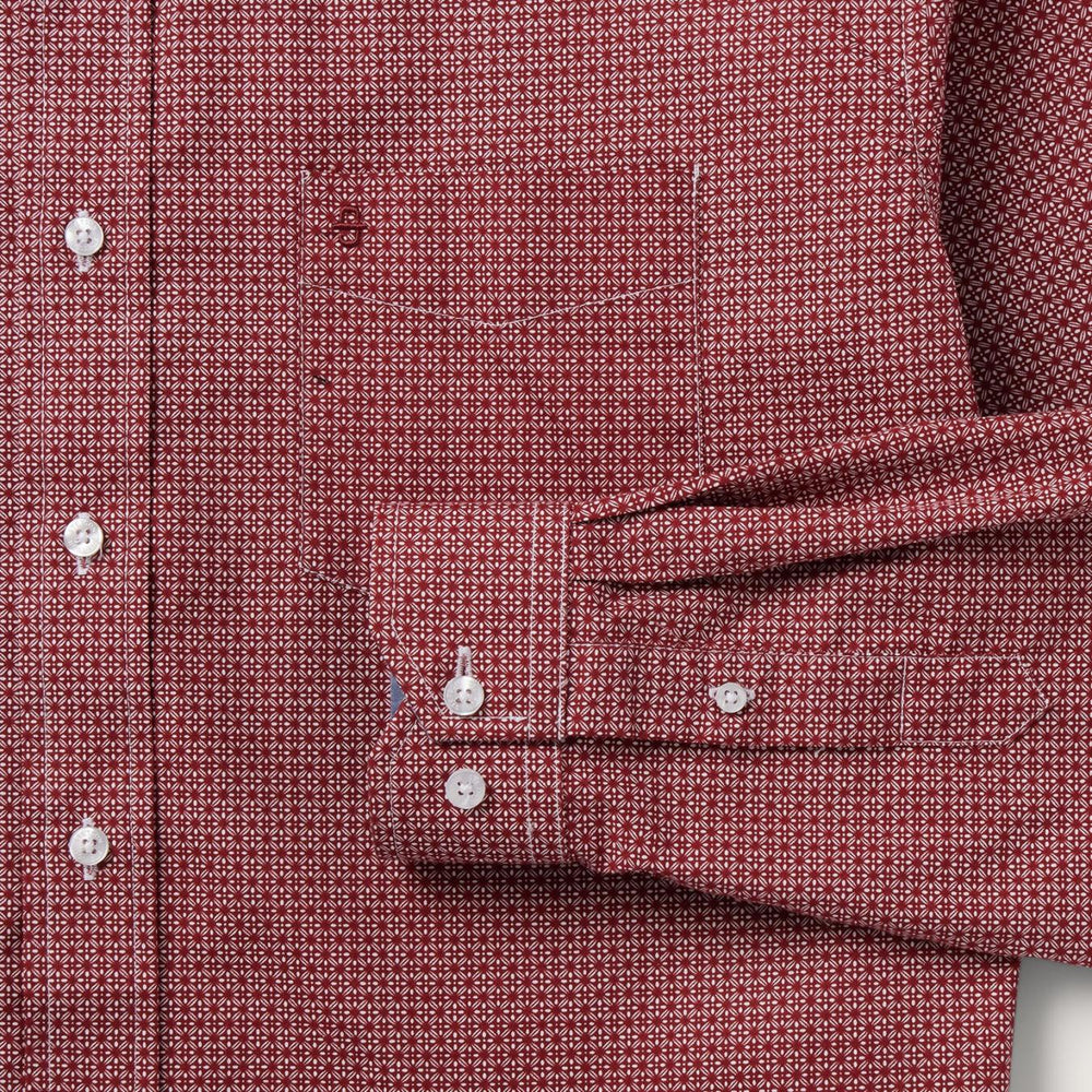 Men Modern Cut | Stetson Micro Print Button-Front Shirt Red