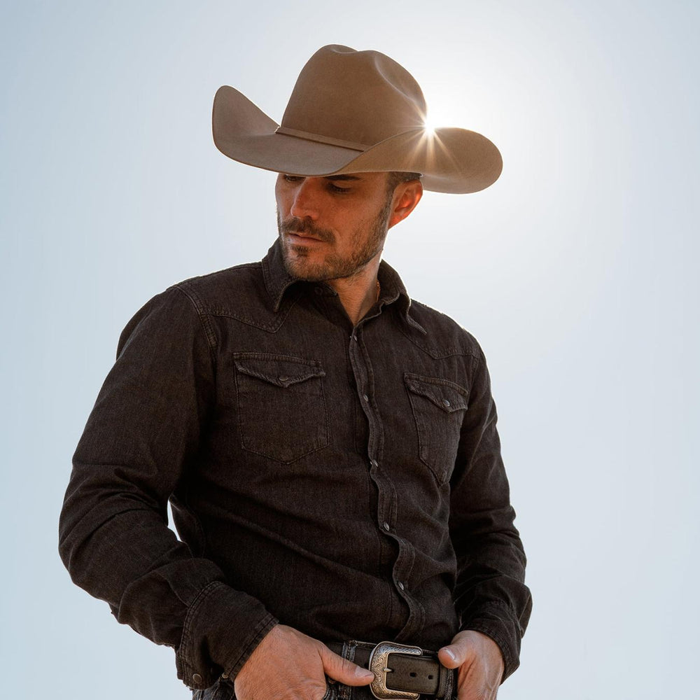 Men Modern Cut | Stetson Modern Denim Western Shirt Black
