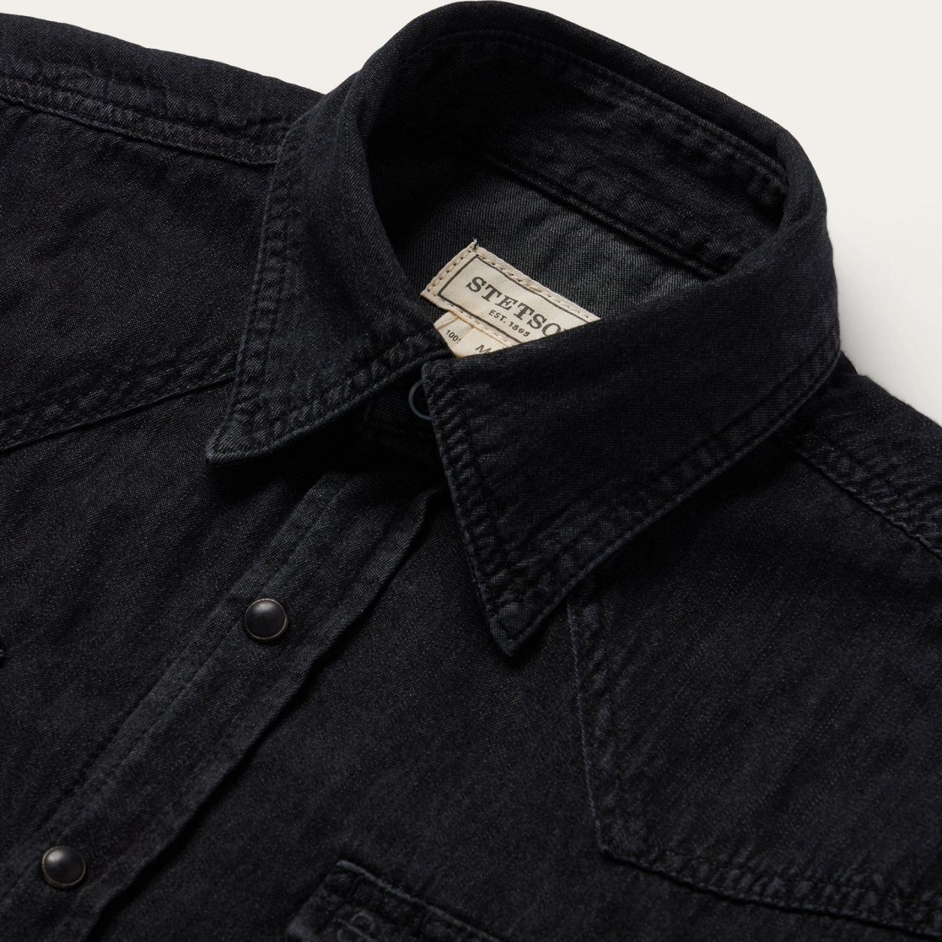 Men Modern Cut | Stetson Modern Denim Western Shirt Black