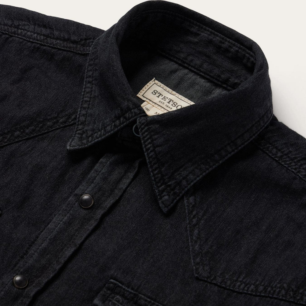 Men Modern Cut | Stetson Modern Denim Western Shirt Black
