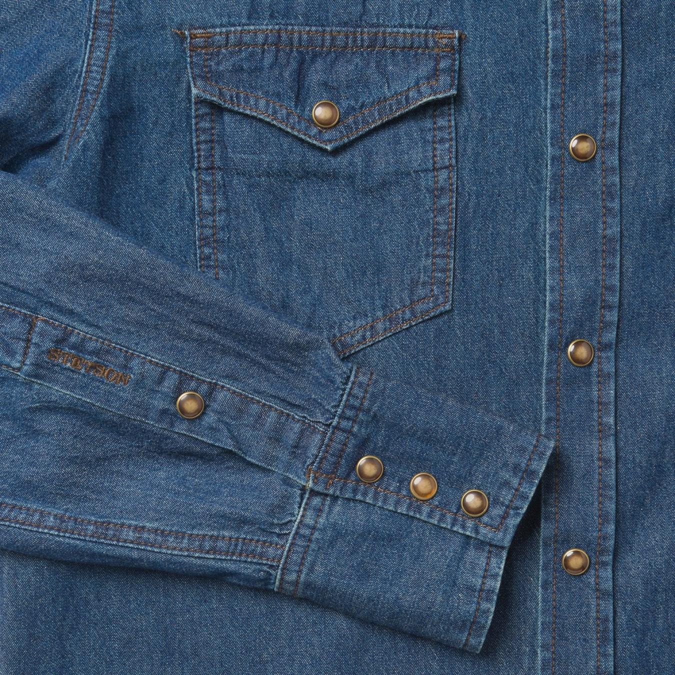 Men Modern Cut | Stetson Modern Denim Western Shirt Blue